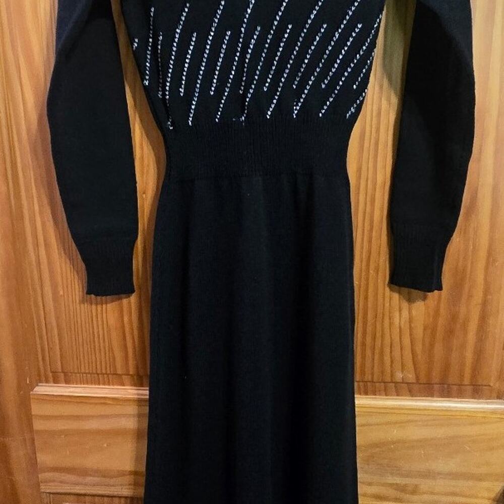 Vintage R2 Wool Blend Maxi Dress with beautiful metallic top mesh detailing!